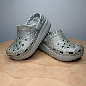 Crocs Big Kids Cutie Crush Platform Glitter Iconic Clog Comfort Sandal Size 3
